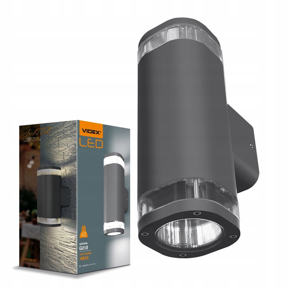 Nástěnná lampa Led fasádní lampa Videx 30W oboustranná GU10 IP54 grafit