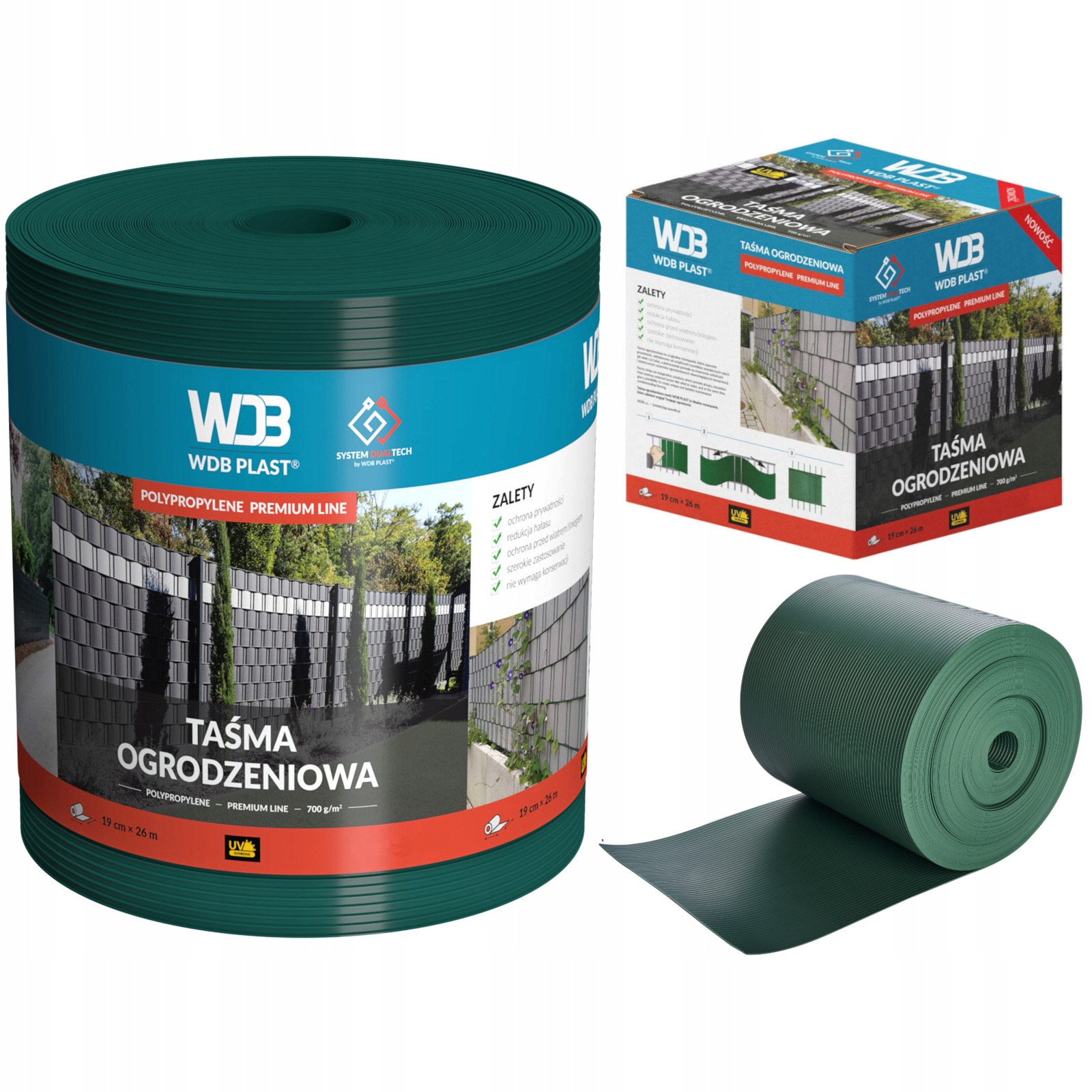 Taśma Ogrodzeniowa Premium Zielona 19cmx26m Osłona Ogrodzenie Panelowe Płot