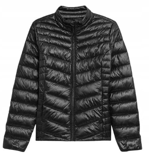 Dámská péřová bunda 4F KUDP002 prošívaná na zip, černá, velikost S