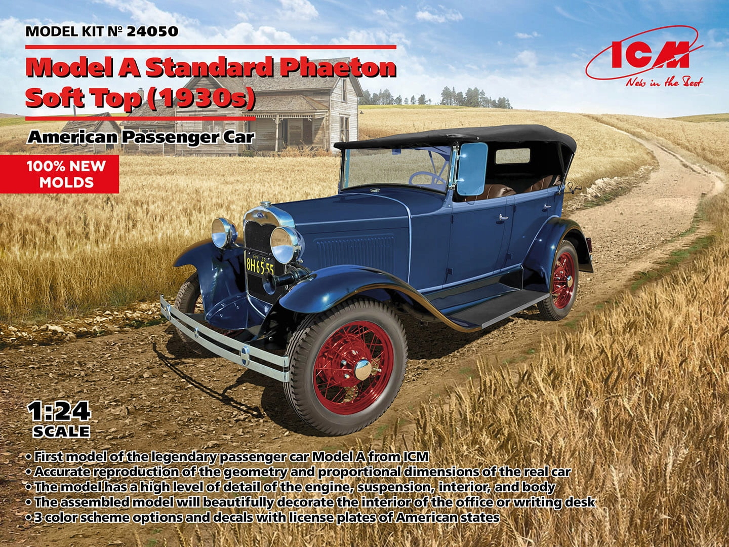 Model A Standard Phaeton Soft Top (1930s) 1:24 ICM 24050