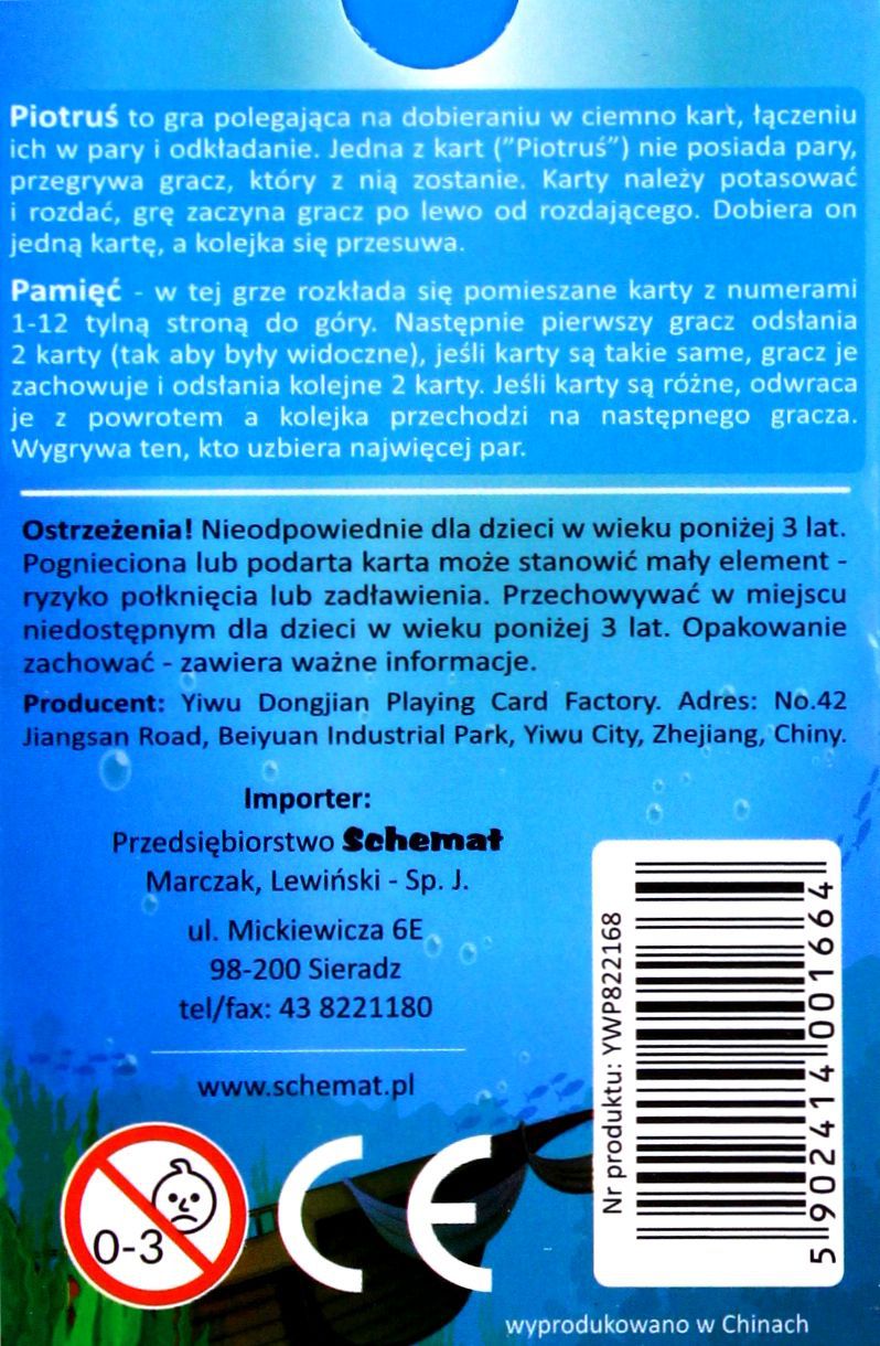 PIOTRUŚ W OCEANIE (KARTY) Stan opakowania oryginalne