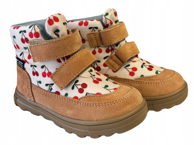 Mido 22-41 Trzewiki Dziecięce Ocieplane Membrana Wisienki Cherry Beige R 20