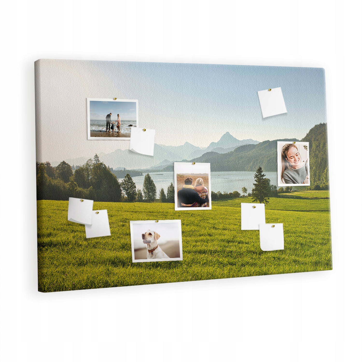 Funkční Korkový Obraz Nástěnný Organizér Hory Pole 120x80 cm Připínáčky