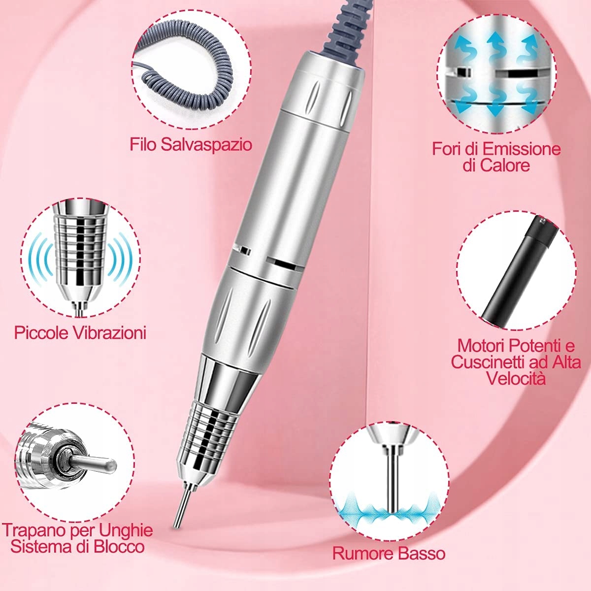 NAILGIRLS Elektryczny Pilnik 11w1 35000 RPM LED Wyświetlacz — miniatura 3