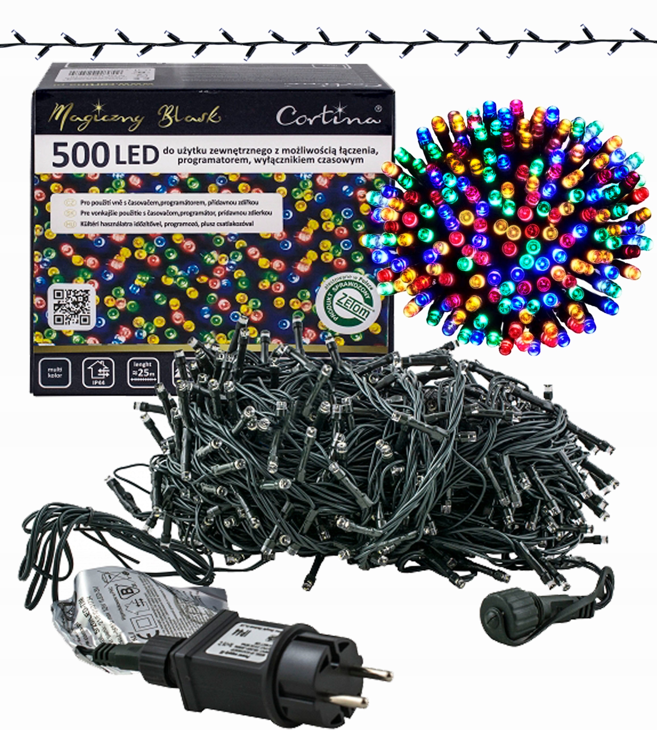Lampki 500 LED 25m PROGRAMATOR+PAMIĘĆ + GNIAZDO+TIMER MULTI