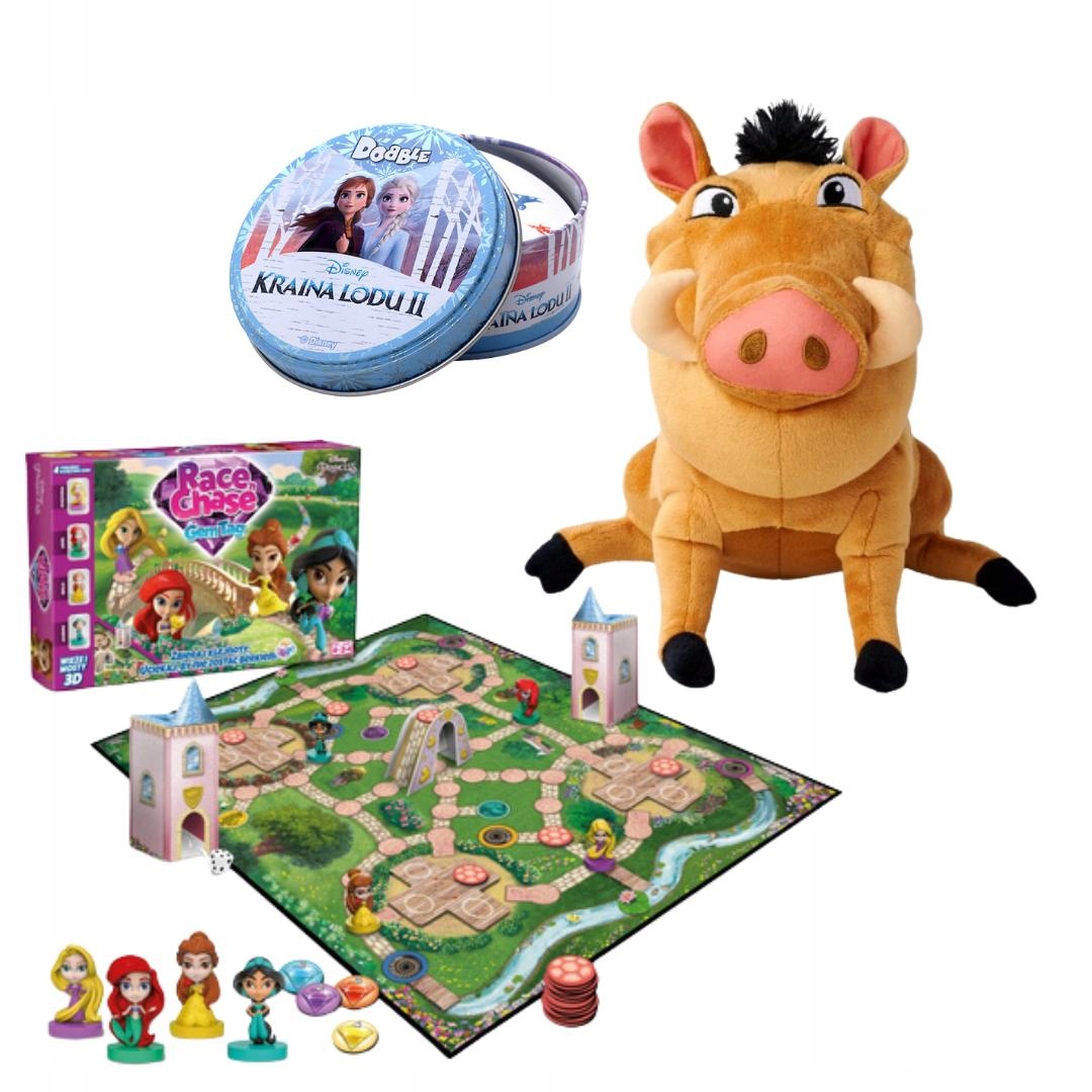 Zestaw Marzeń Disneya: Dobble Disney Frozen +król Lew Pumba +wielka Gra 3D