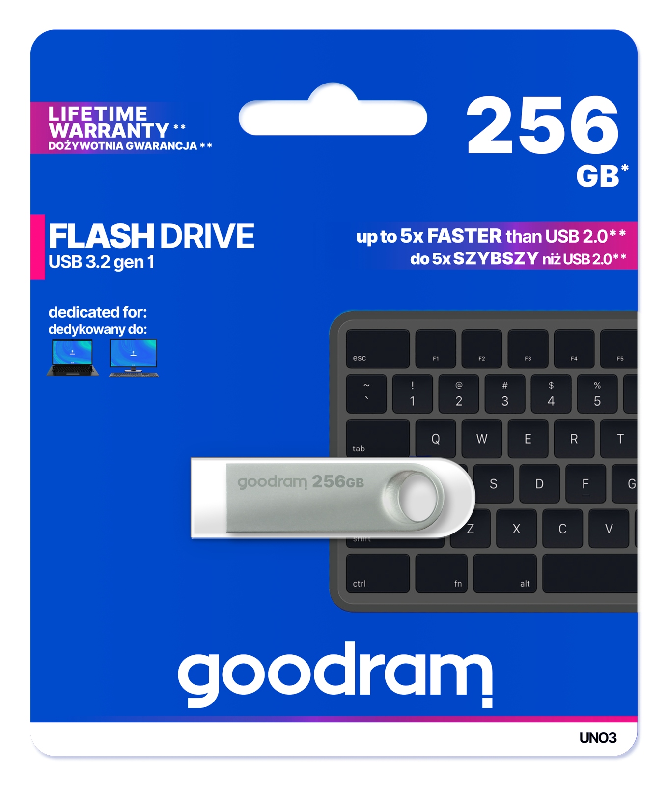 Pendrive GOODRAM 256 GB UNO3 Silver USB 3.2