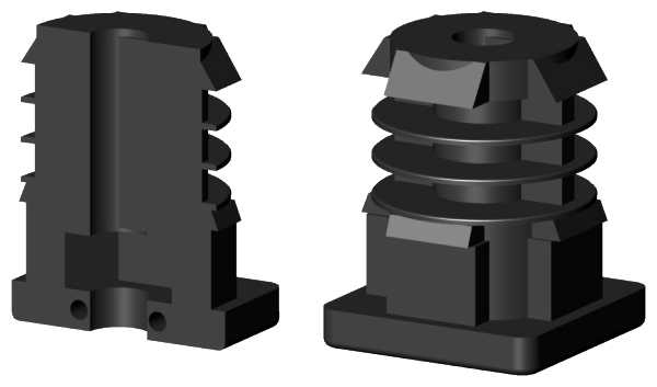 

Wkładka plastikowa 30x30mm ścianka 1,5-2mm, M10