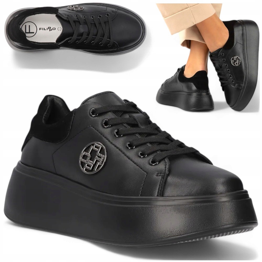 Filippo 36 Dámské tenisky z přírodní kůže se zavazováním, pohodlná silná podrážka