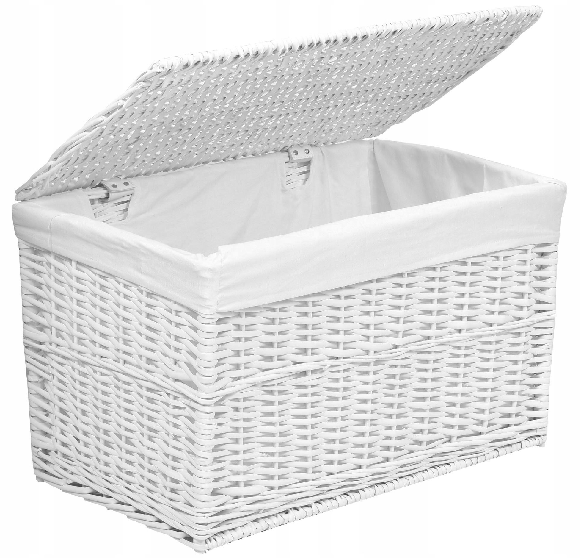 Kufřík Proutěný Koš Truhla Zásobník Na Hračky Povlečení Bílý 105 L