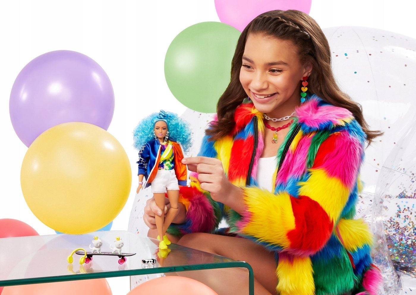 BARBIE EXTRA MODNA LALKA NIEBIESKIE WŁOSY GRN30 Materiał plastik tkanina inny