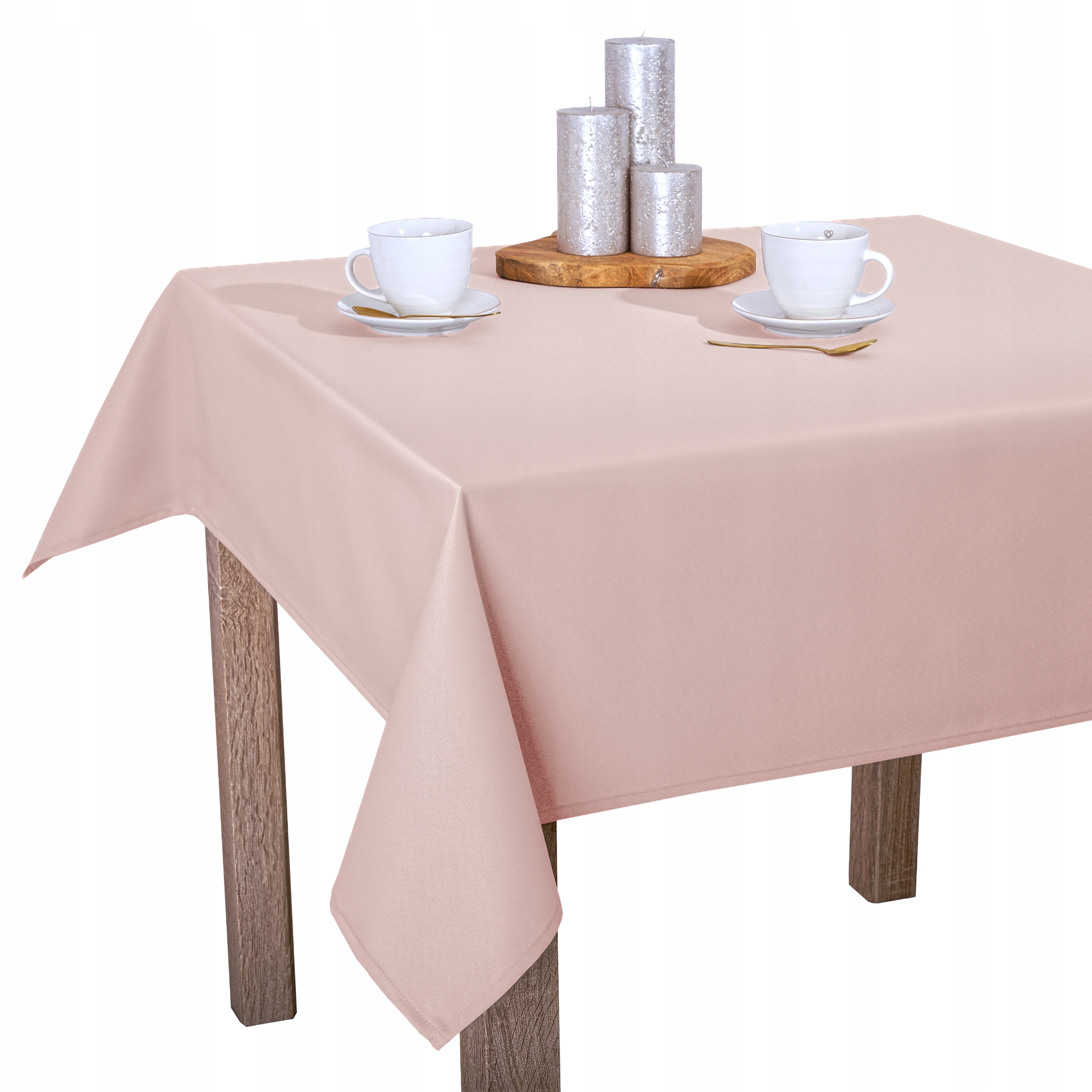 Ubrus hladký Pudrová Růžová, odolný vůči skvrnám, obšitý O1 Laura 130 x 220 cm