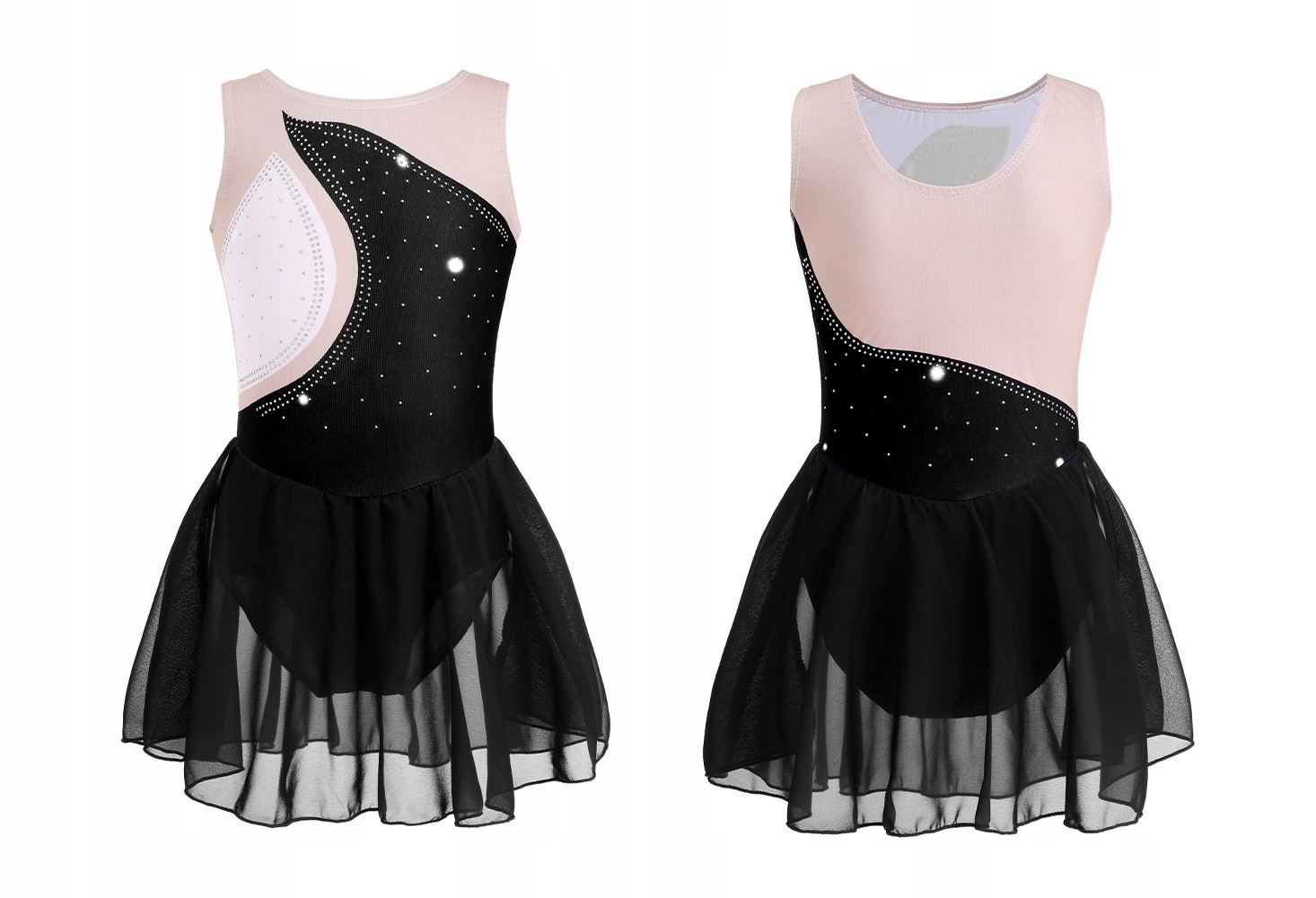 Vystupující Baletní Body S Tylovou Sukní, Taneční Oblečení, Černá 160