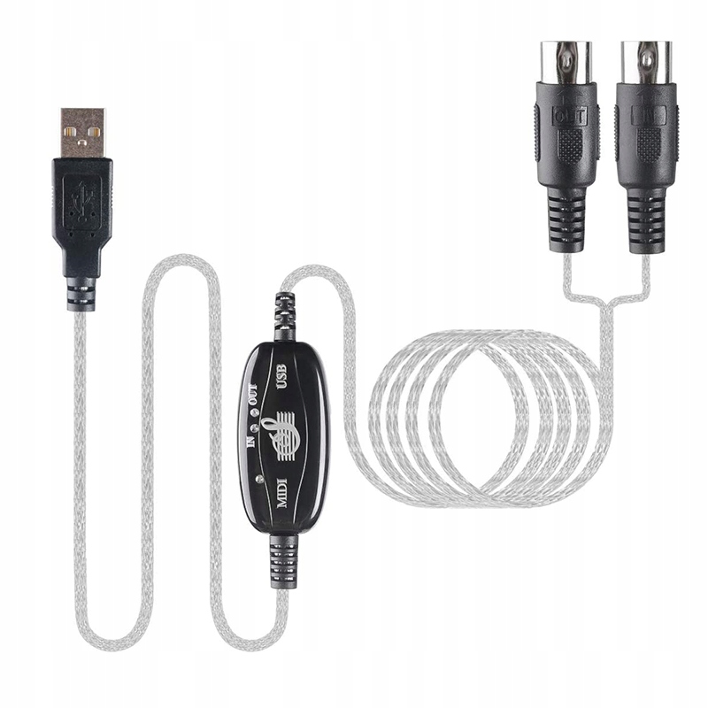 Kabel USB na MIDI konwerter 1,9 m IN OUT