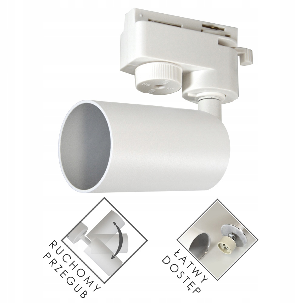 4x SPOT REFLEKTOR GU10 SZYNOPRZEWÓD 2m na szynę 1f Marka LED-ONE