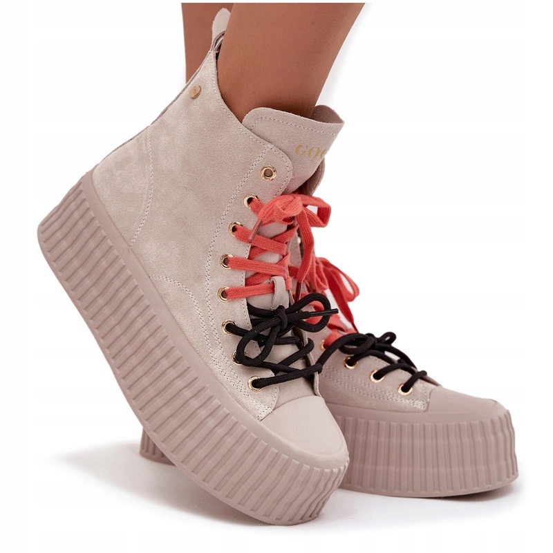 Dámské Vysoké Zateplené Semišové Tenisky Goe SS2N4047 Béžové 38