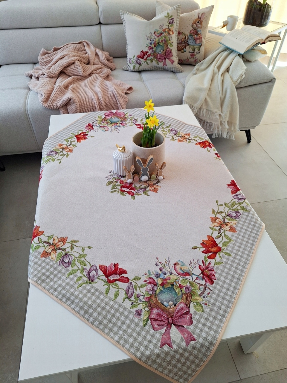 Velikonoční ubrus 100x100 cm 1290LI Květiny