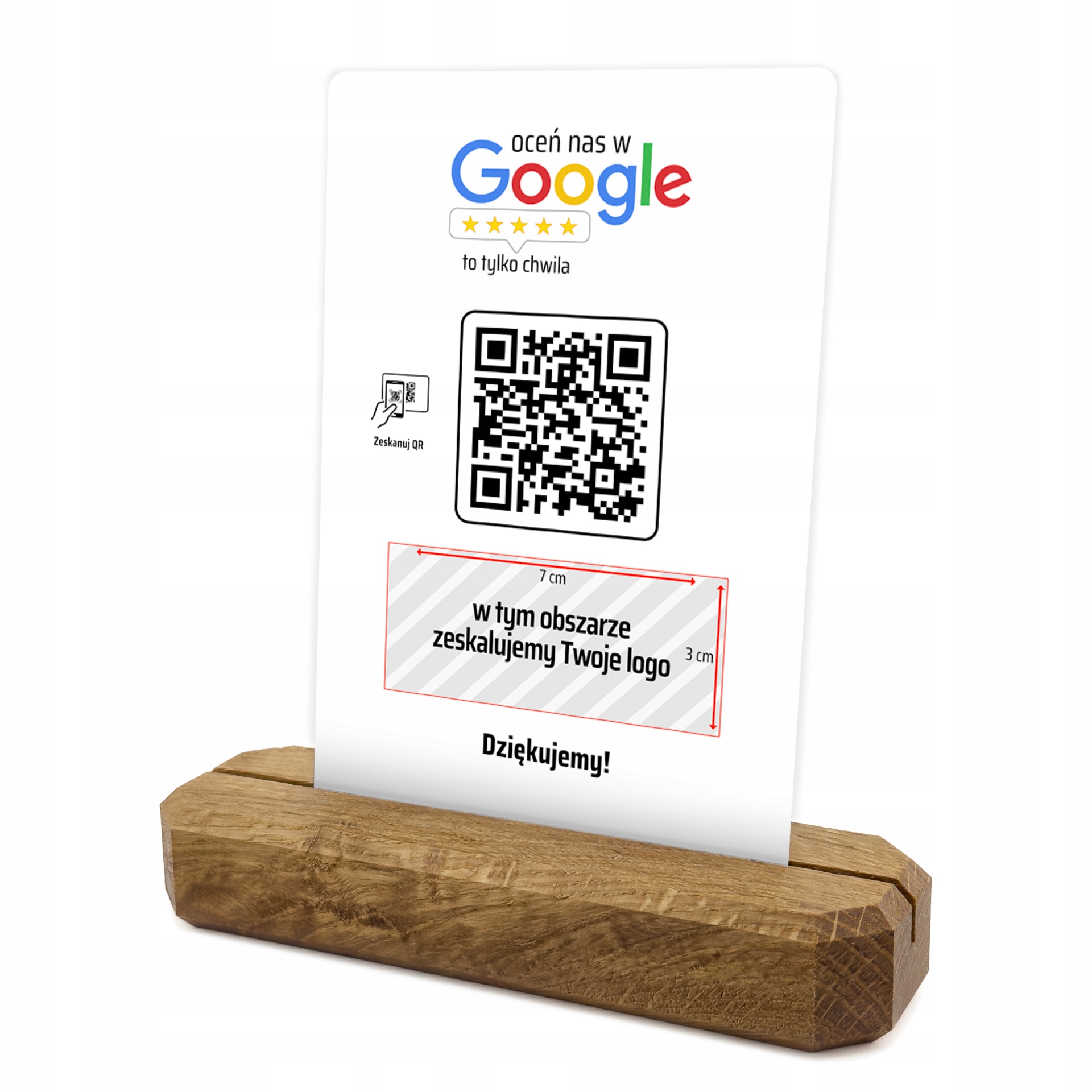Metalowy stojak z kodem QR i LOGO do zbierania opinii Google + KARTA NFC EAN (GTIN) 5907213557305