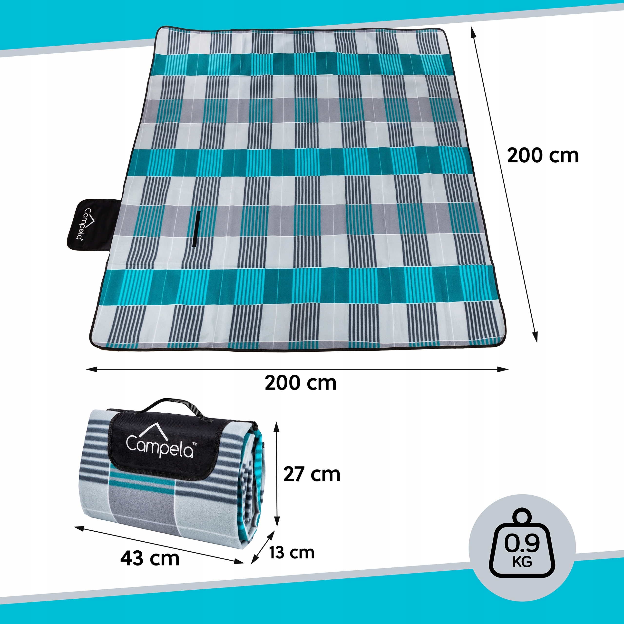 KOC PIKNIKOWY PLAŻOWY Z IZOLACJĄ MATA 200X200 CAMPELA KOCYK DO OGRODU Model Picnic blanket