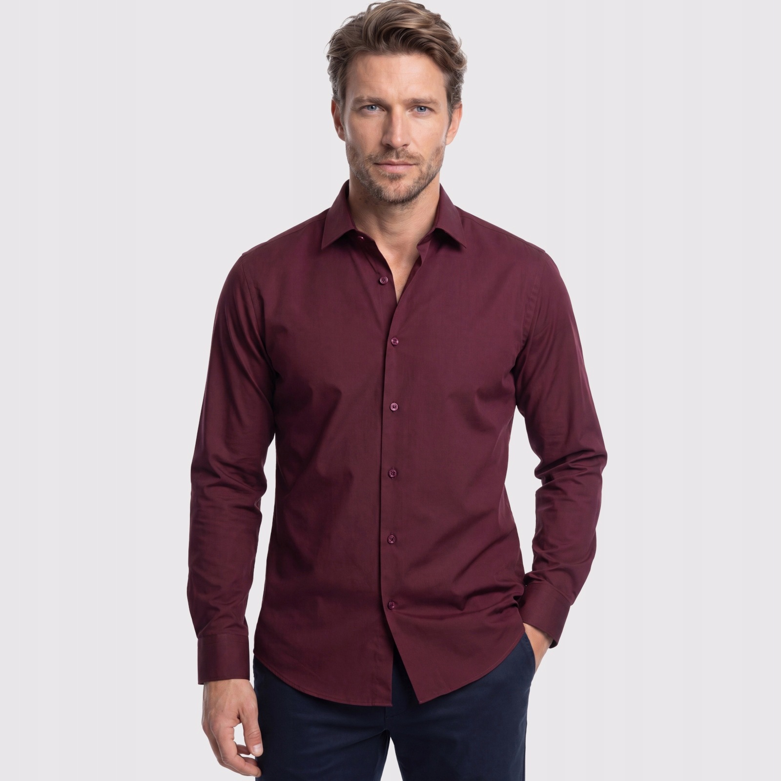 Bordó pánská košile z bavlna Slim Fit Pako Lorente vel