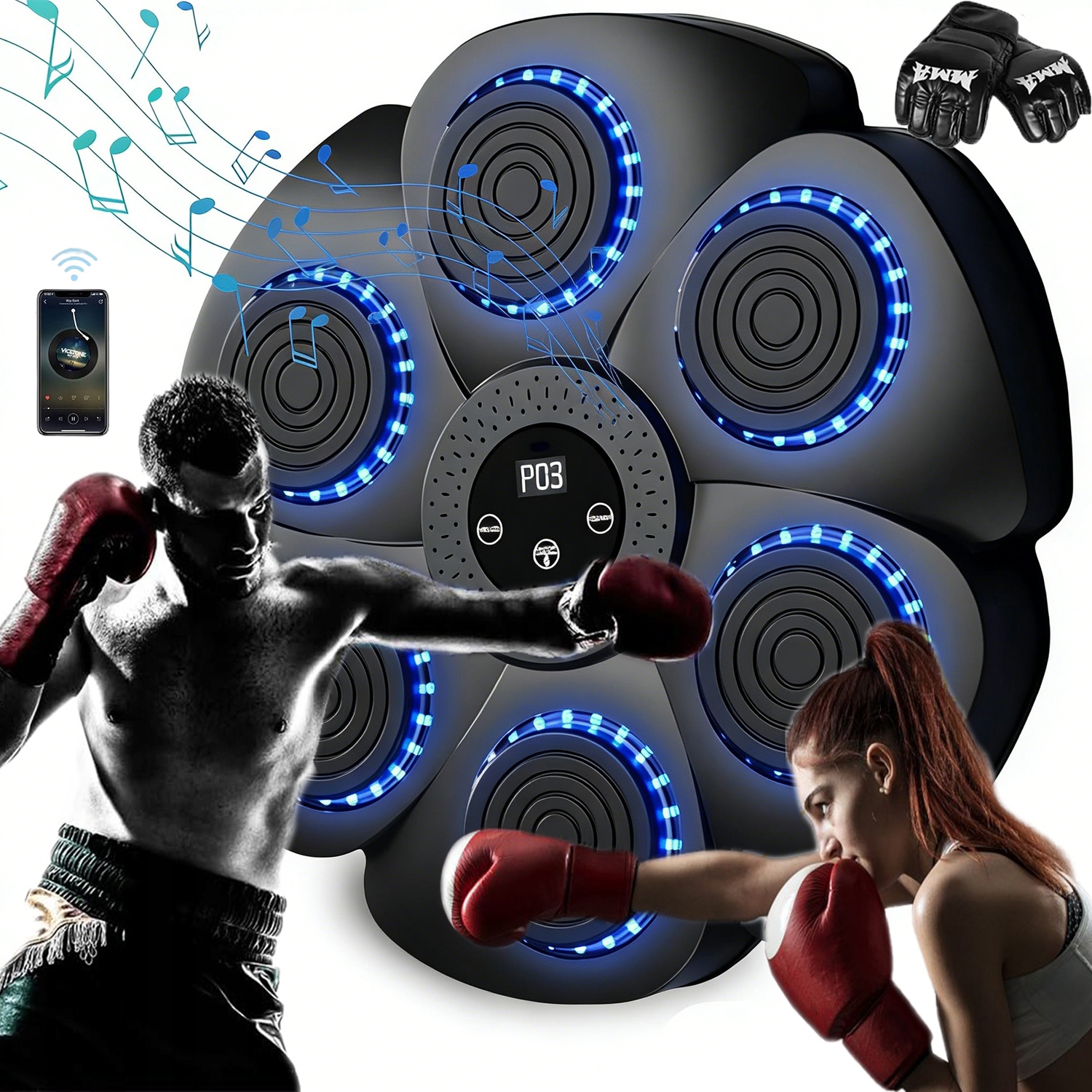 Tarcza Do Treningu Bokserska Inteligentna Ścienna Sprzęt Z Muzyką Bluetooth