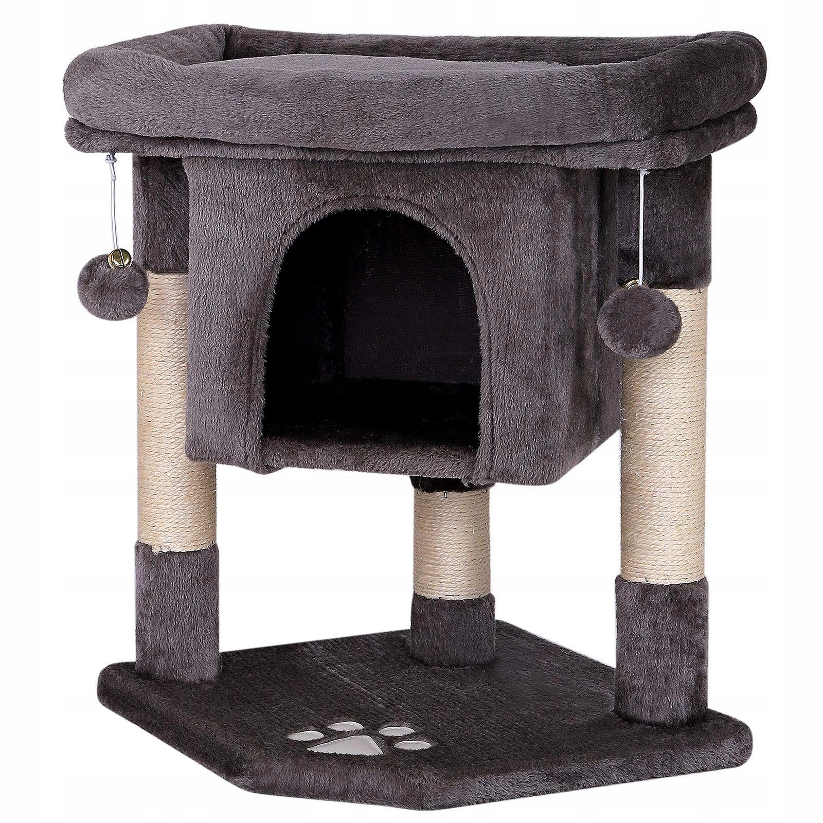Levně Škrabadlo Věž Pro Kočky Tmavě Šedá Kompaktní Pelíšek 60 cm