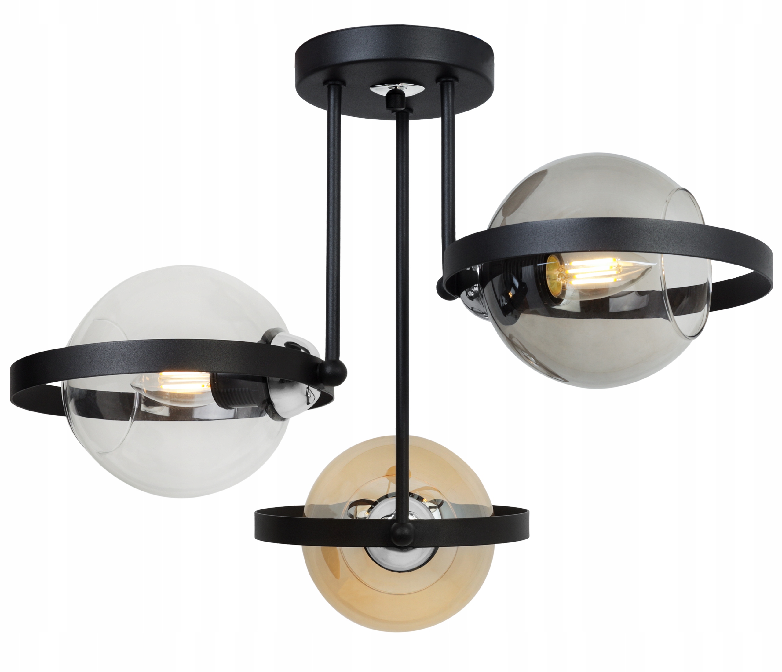 Závěsné Stropní Svítidlo Trojitý Skleněný Lustr Kroužek Loft Ring MIX