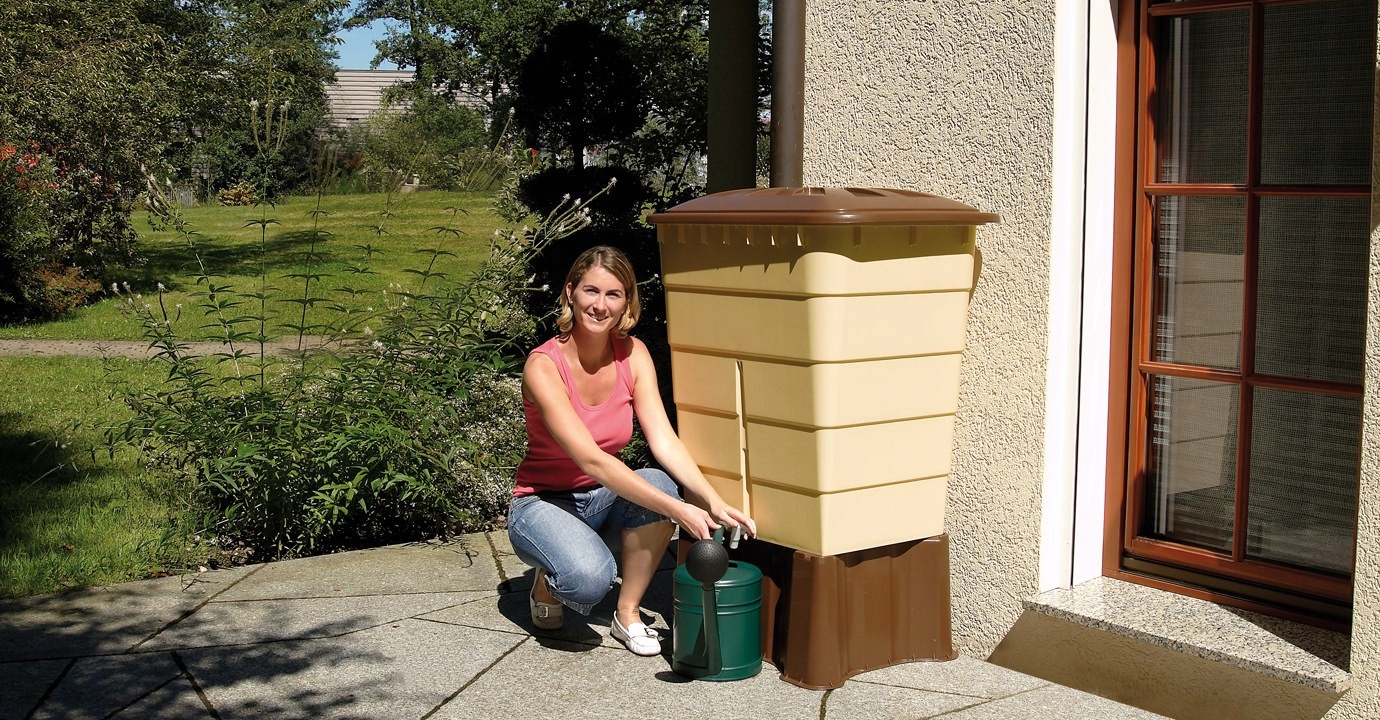 ZBIORNIK NA DESZCZÓWKĘ WODĘ Z RYNNY 520L + KRANIK Kolor brązowy