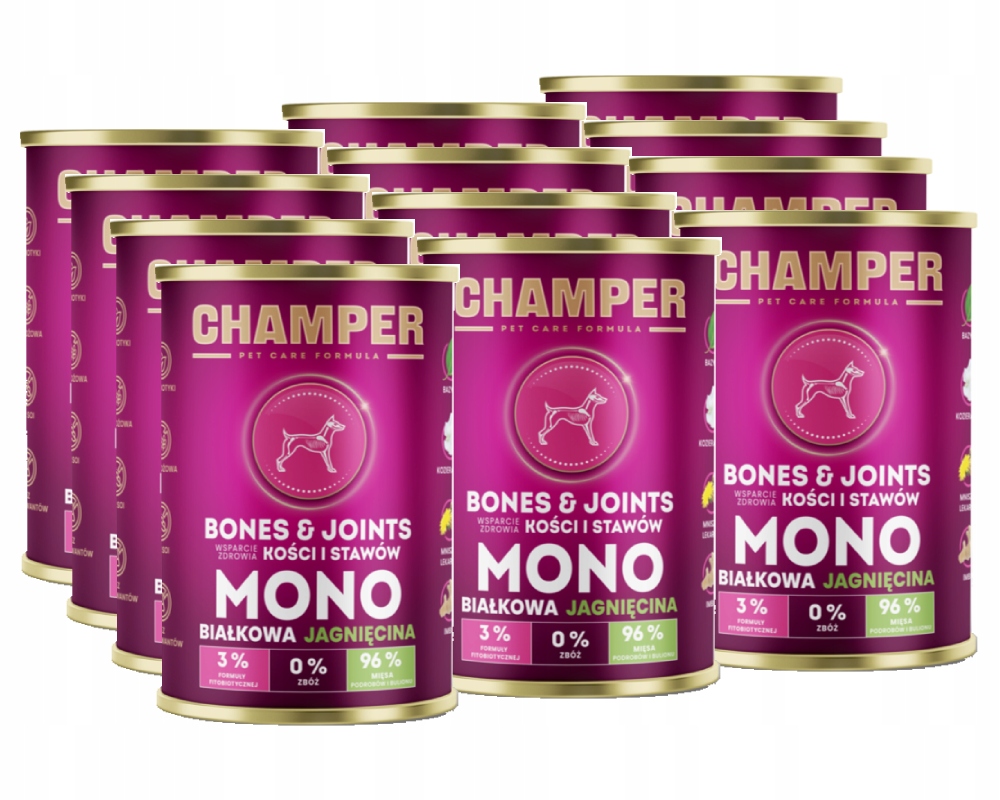 Levně Champer Bones&Joints s jehněčím masem Vlhké Krmivo pro psy 12x400 g