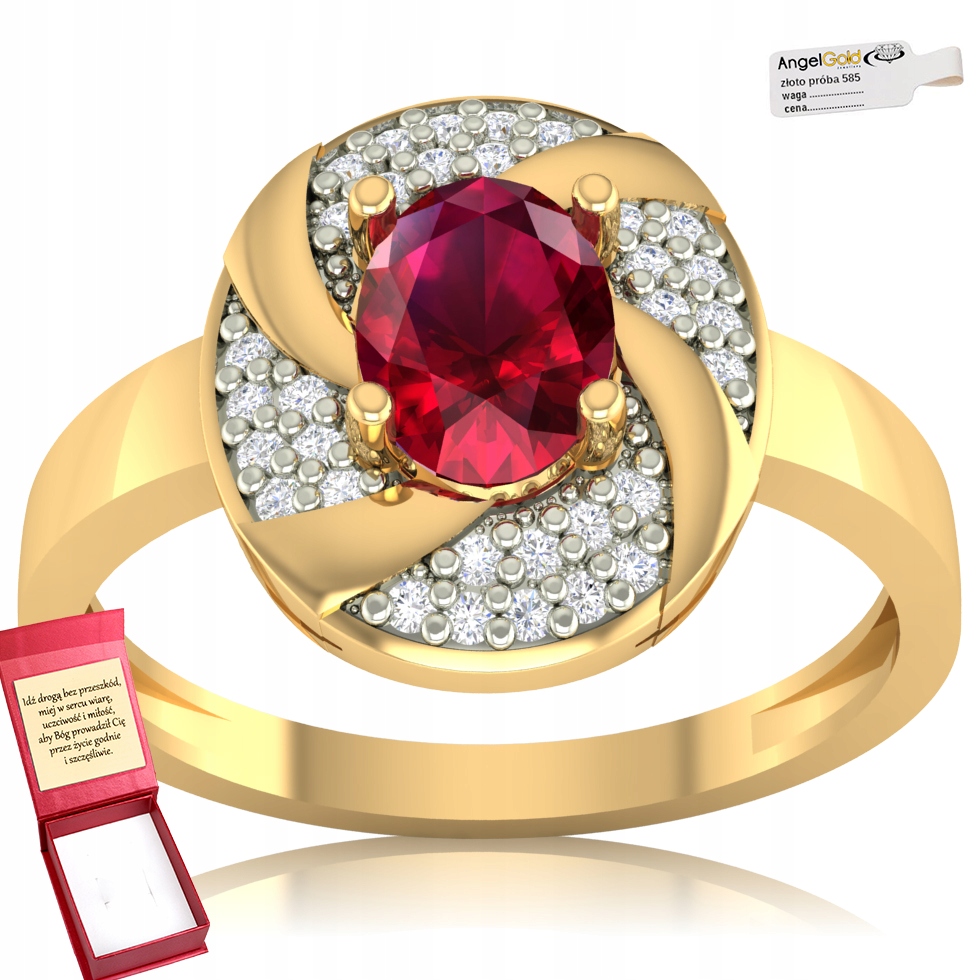 Zlatý Prstýnek Ovál S Rubínem Pr. 585