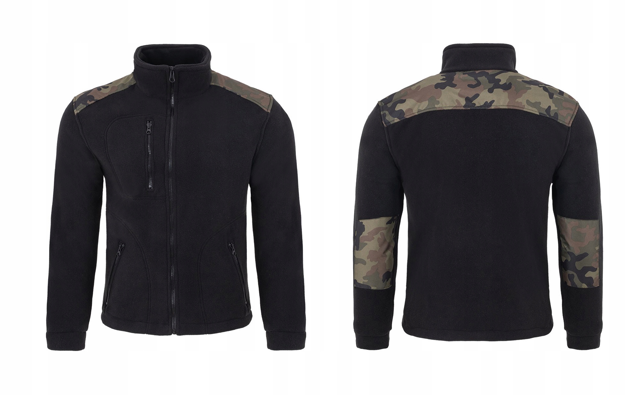 Jhk silná teplá mikina fleecová Flra 340 Premium Bk/cm Černá-Kamuflage Xs