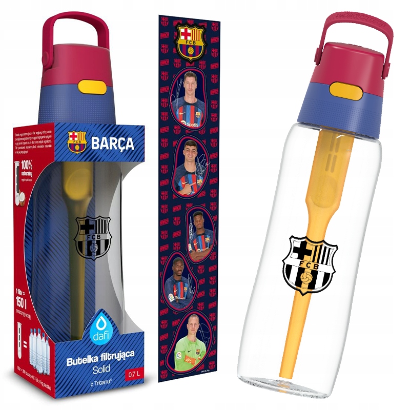 BUTELKA FILTRUJĄCA DAFI SOLID FC BARCELONA 0,7L TRITAN + 1 FILTR + NAKLEJKI