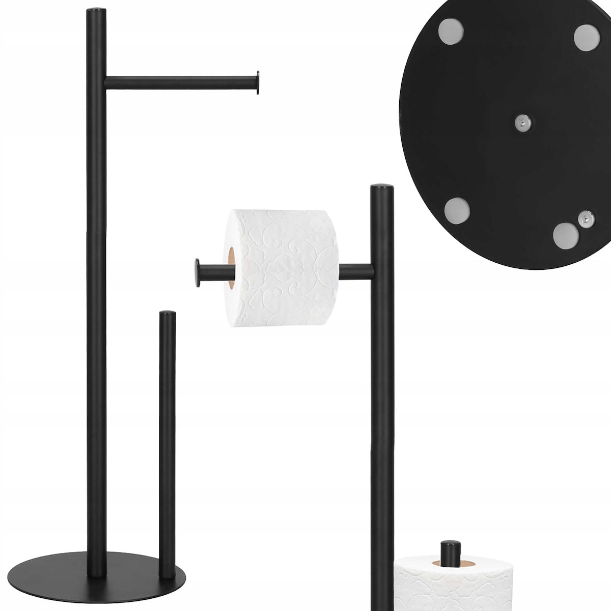 STOJAK NA ZAPASOWY PAPIER TOALETOWY 55cm CZARNY UCHWYT METALOWY NOWOCZESNY Kod producenta TS0013
