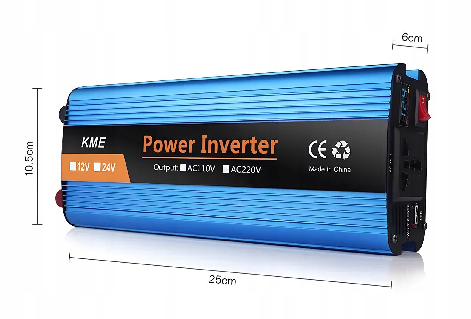 Automobilový menič s výkonom 2600 W (12 V-220 V) a meničom napätia