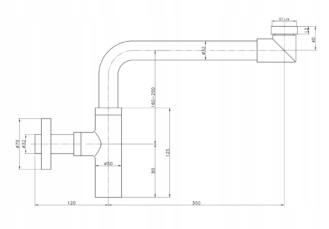 PÓŁSYFON UMYWALKOWY OZDOBNY AXUS CZARNY OSZCZĘDZAJĄCY PRZESTRZEŃ FI32 22945 Marka Akces
