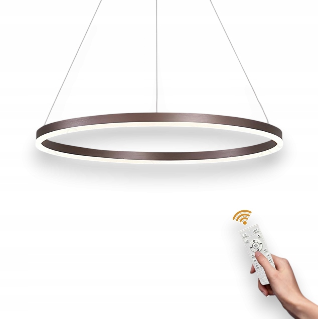 Okrúhly Led luster 60 cm 29 W, hnedý, stmievateľný diaľkový ovládač, obývacia izba, jedáleň