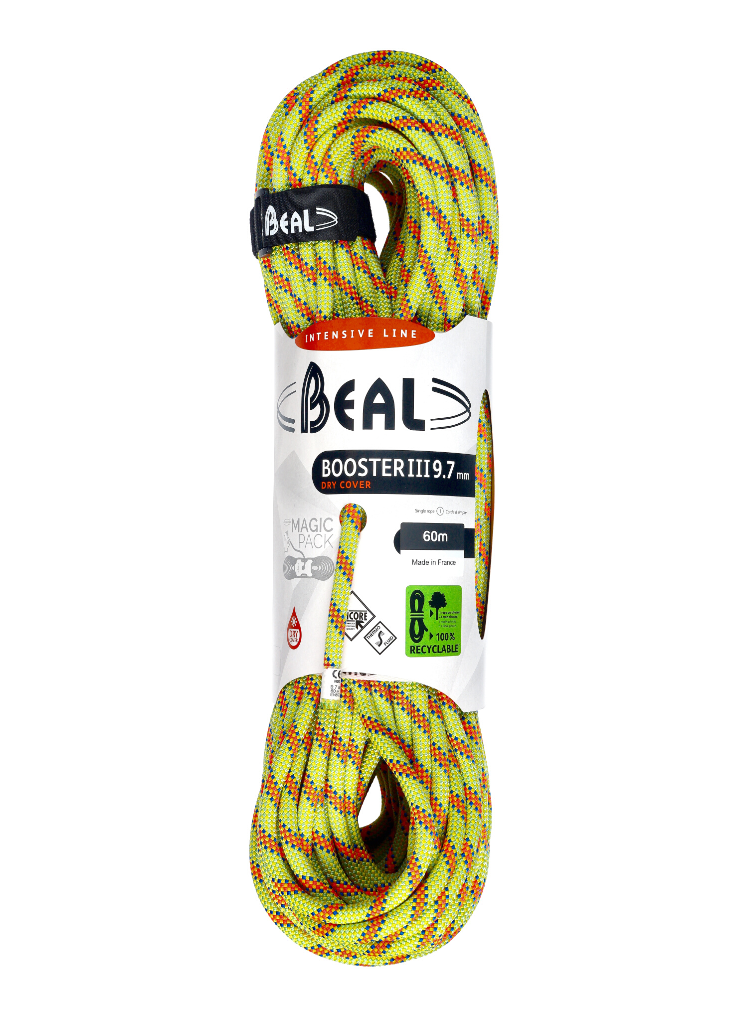 Lezecké lano Beal Booster III 9,7 mm 60 m Unicore Dry Cover anis