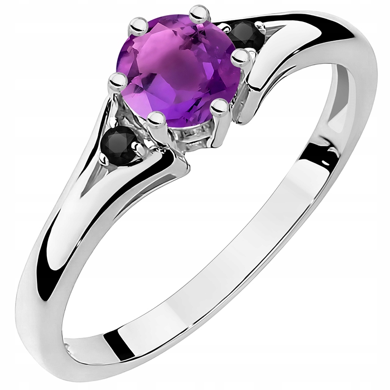 Zlatý Prstýnek pr. 585 s brilianty 0,029 ct a ametystem 0,50 ct 14k
