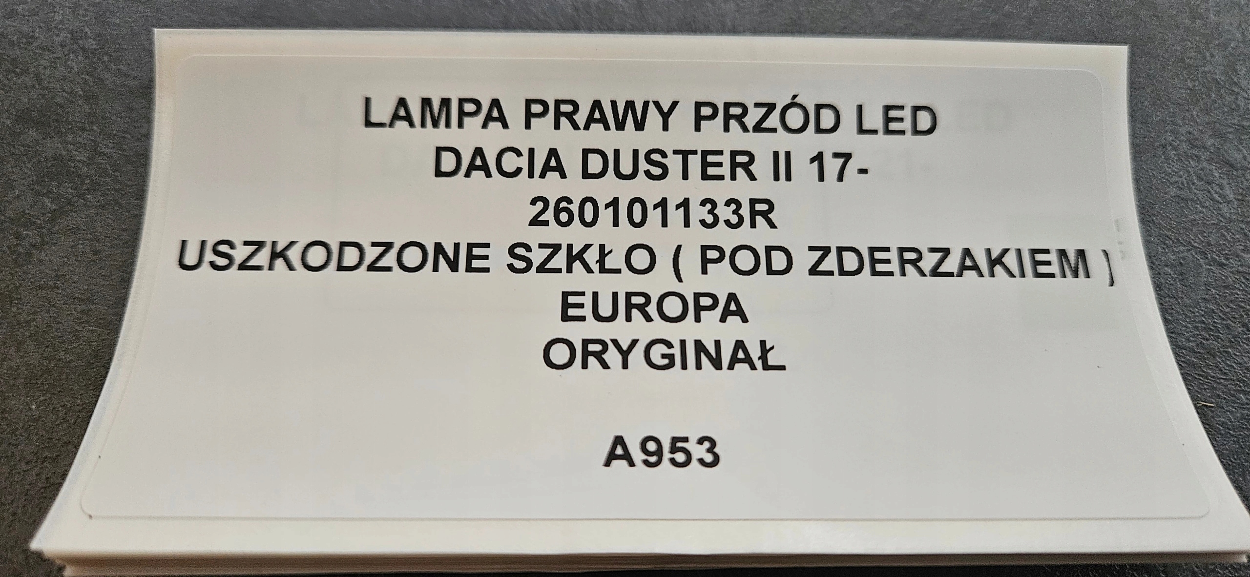 light right front LED DACIA DUSTER II 17- 260101133R EUROPA original