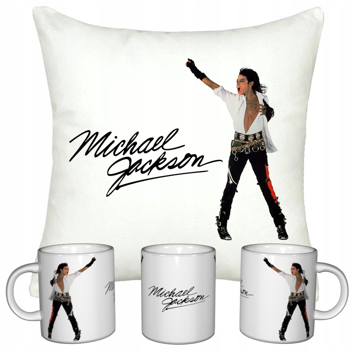 ZESTAW MICHAEL JACKSON KUBEK + PODUSZKA + IMIE