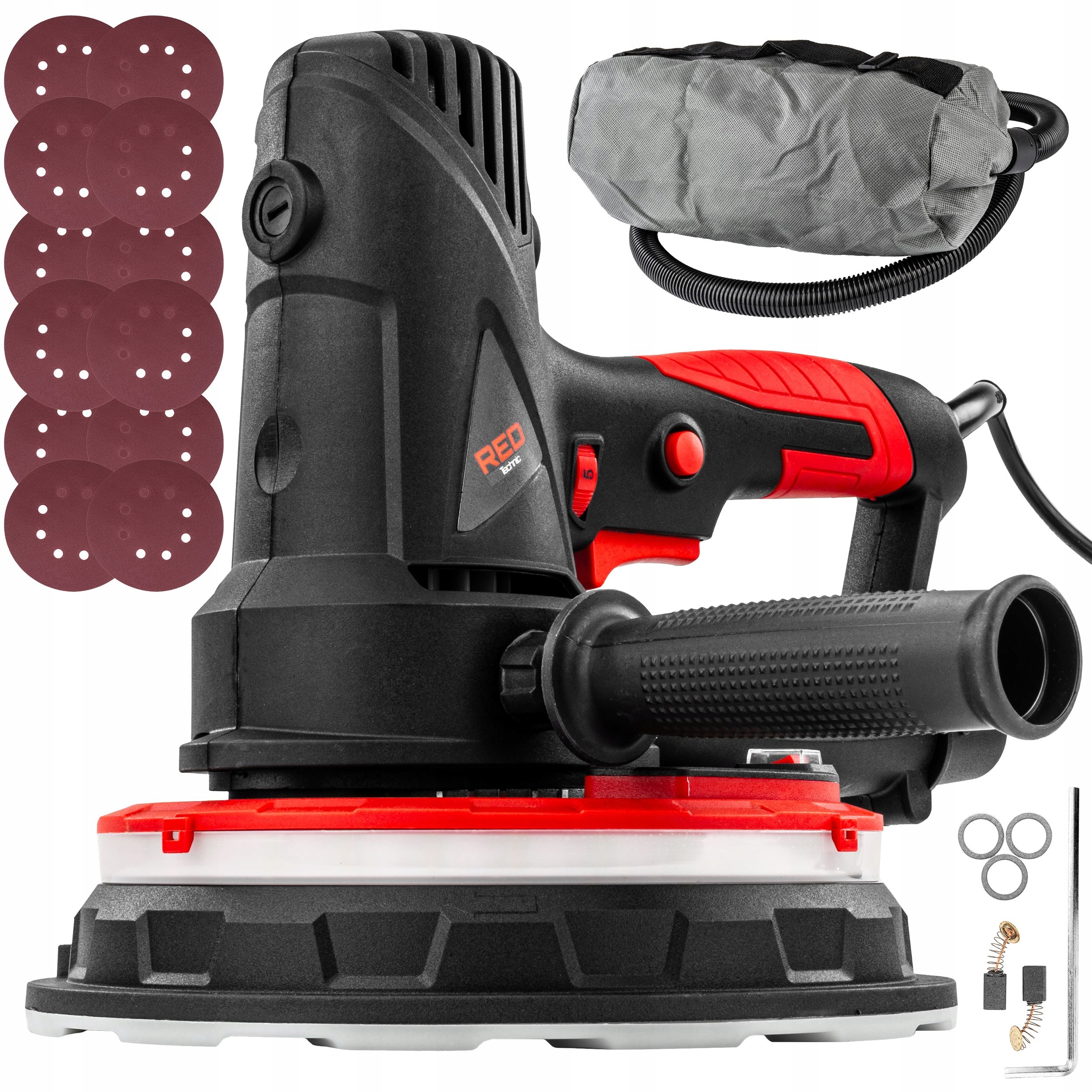 Szlifierka Do Gipsu Gładzi Tynku 1800W 180MM Sieciowa Led +12 Papierów