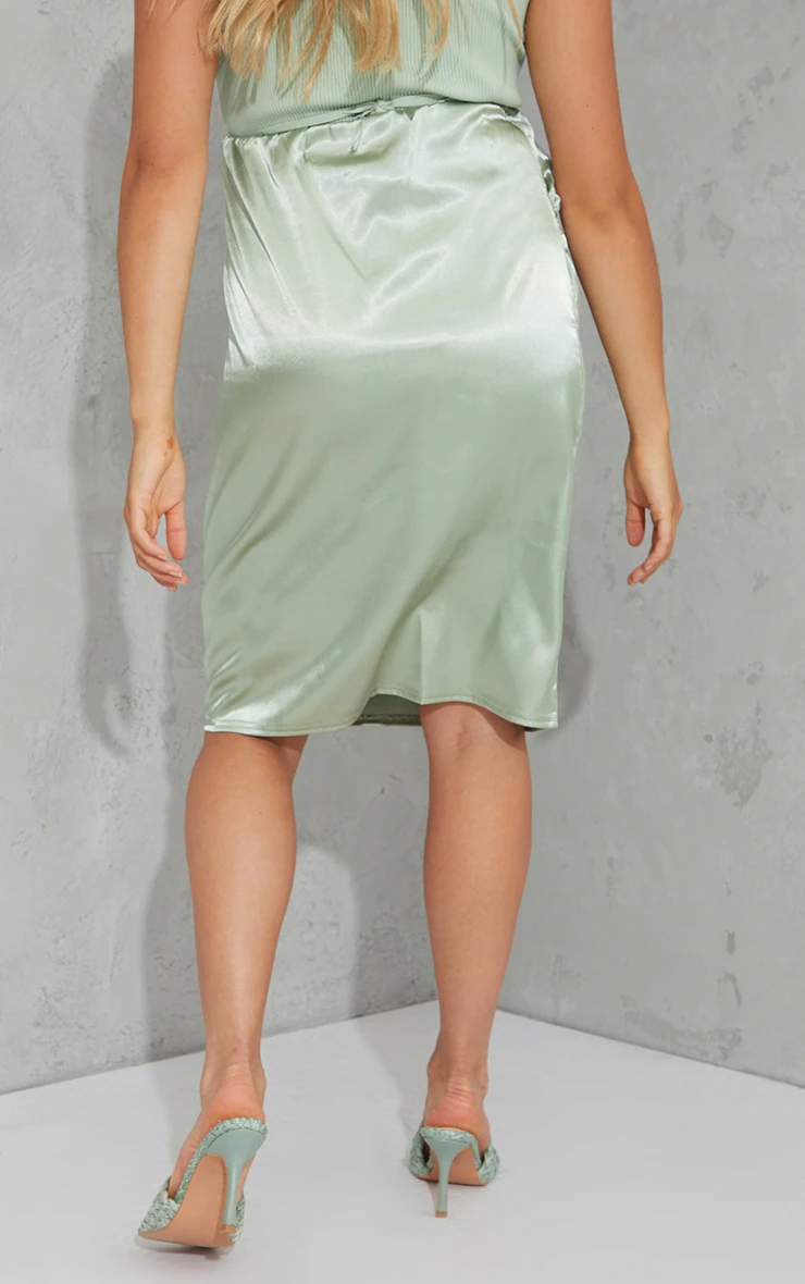 PRETTYLITTLETHING MATERNITY SATYNOWA SPÓDNICA XL Kolor zielony