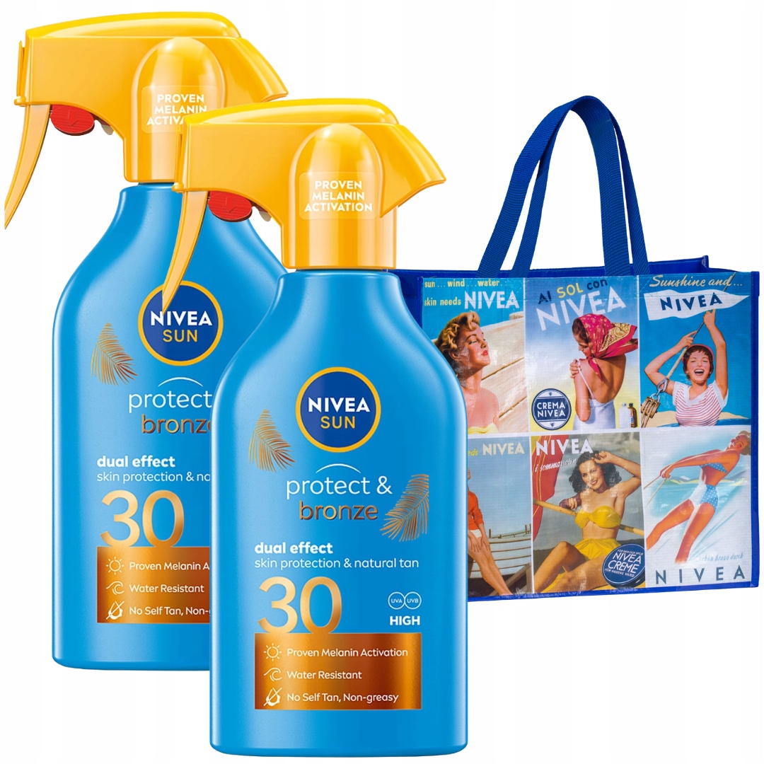 Nivea Sun Sprej na opalování Protect Bronze s ochranou SPF30 2 x 250 ml Dárek