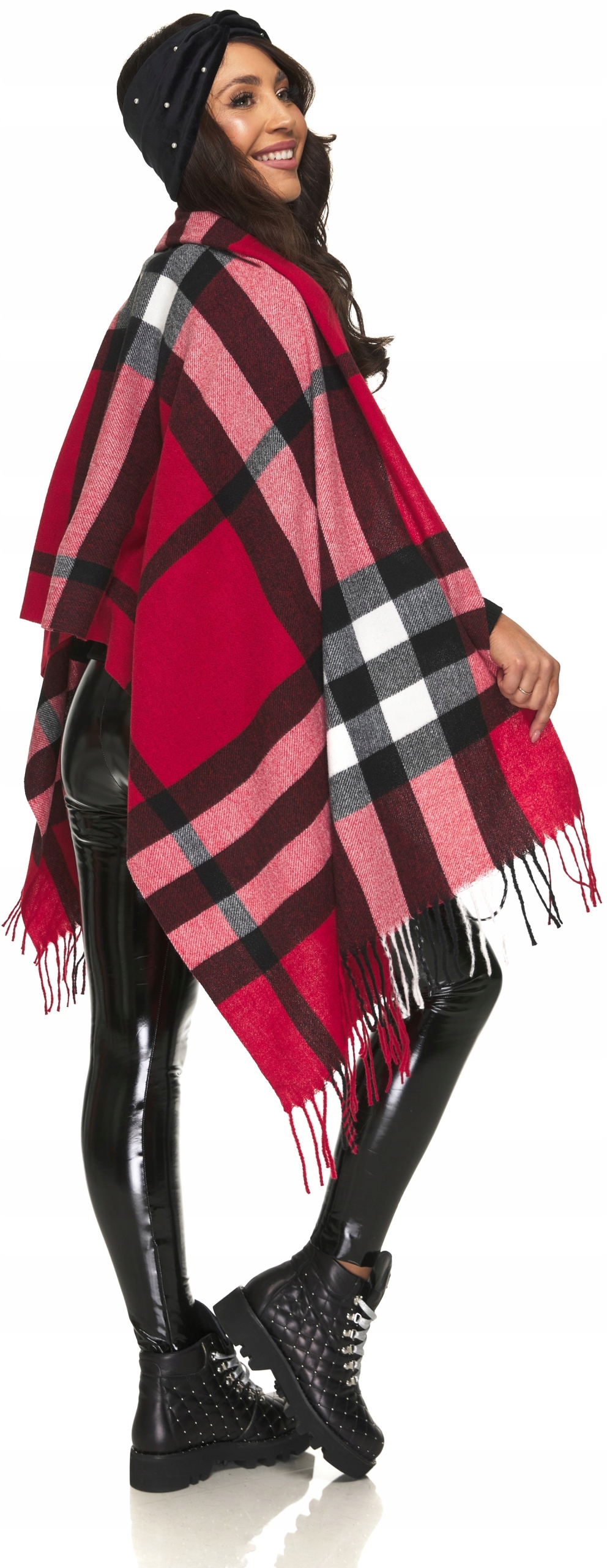 CZARNA OPASKA WELUROWA WĘZEŁ zdobiona perełkami Materiał dominujący inny