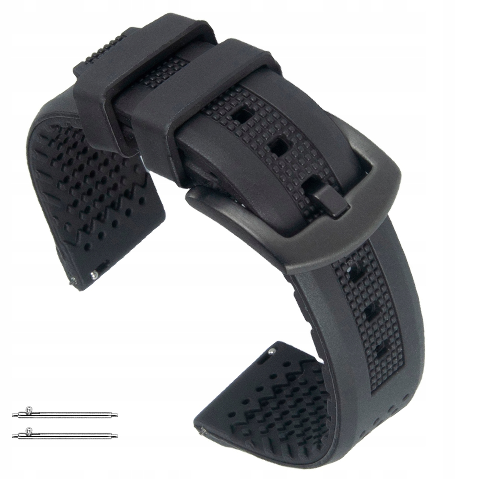 Pásik na hodinky 20 mm Ticco Univerzálny silikón čierny sponka Black