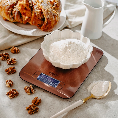 Waga kuchenna Adler AD 3183 Copper - 5kg, podświetlany LCD, stal