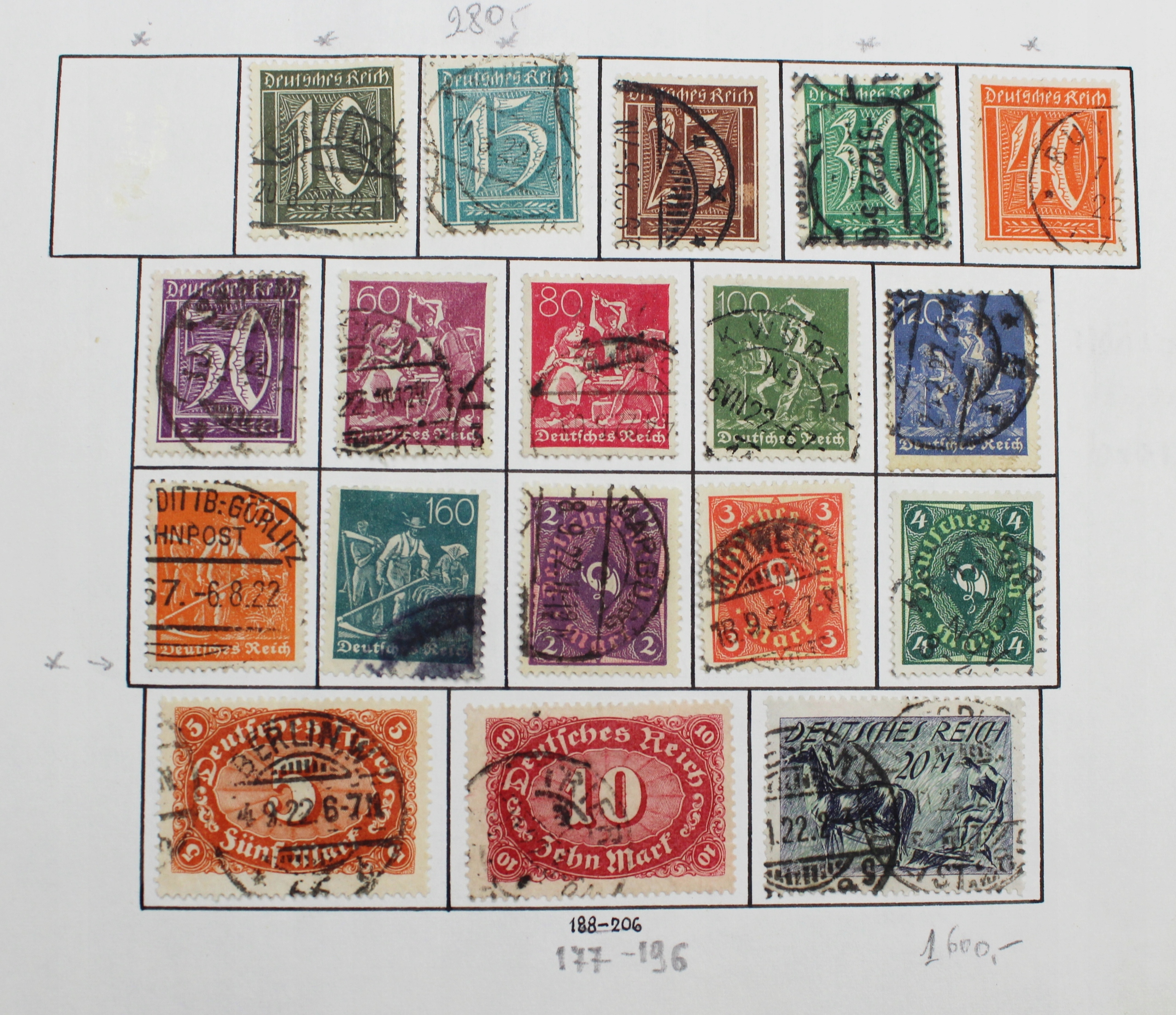 Mi 178 - 196 1921 - Nemecká ríša vymazané známky