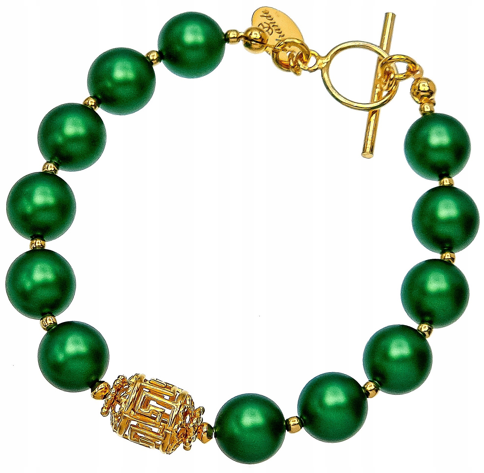 Náramek Perly Krystaly Eden Green Gold Zlaté Stříbro