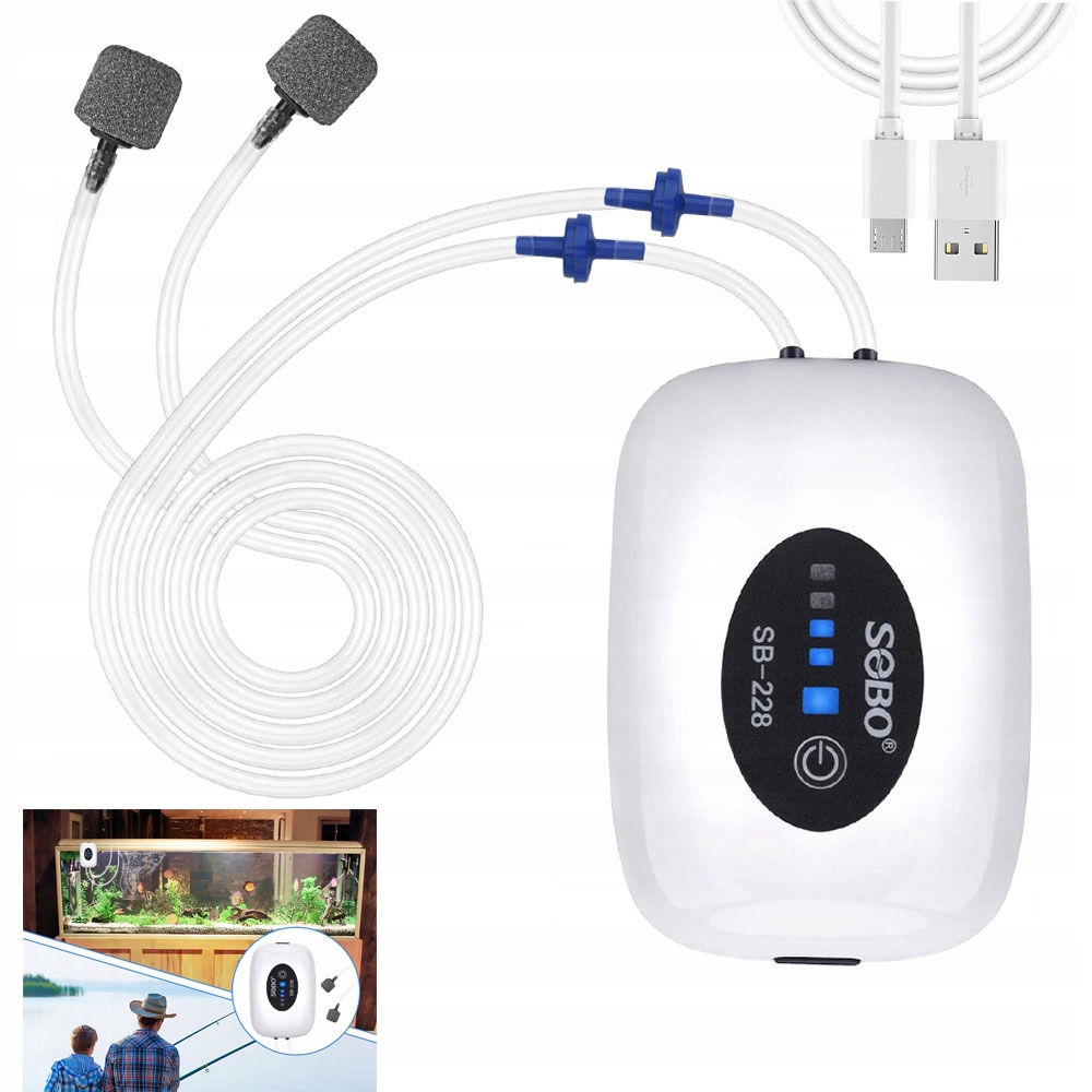 Přenosná Vzduchová Pumpa Pro Akvárium Aerator 4800 Mah Baterie