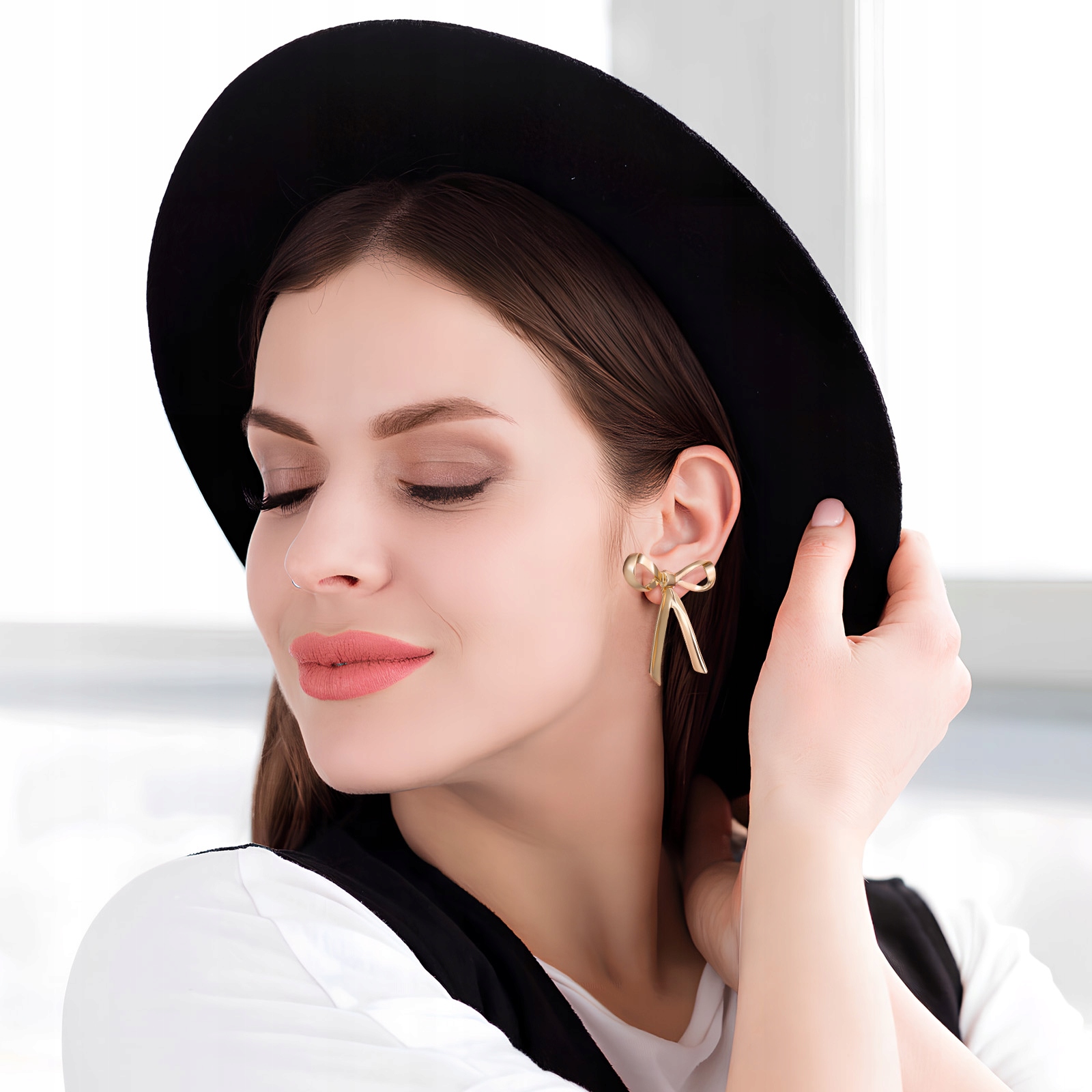 KOLCZYKI WKOLCZYKI DLA KOBIET WALENTYNKI METALOWE Kamień Inny kamień